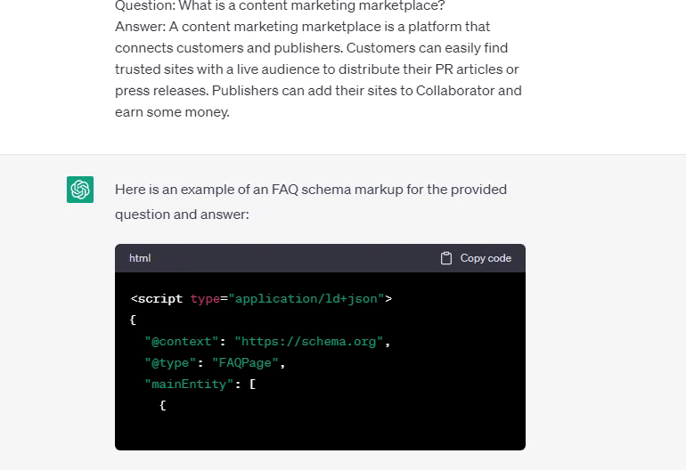 Generate schema markup with ChatGPT